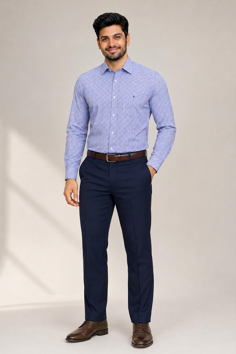 Men’s Blue Signature Print Shirt - Blue - 2