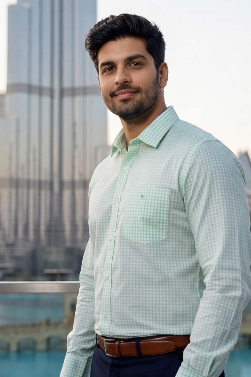 Classic Check Formal Shirt – Soft Green - 5