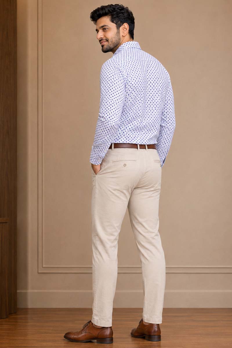 Blue Geometric Print Shirt -Blue - 5