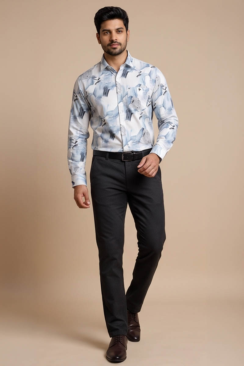 Aqua Mist Abstract Shirt- L-Blue - 6