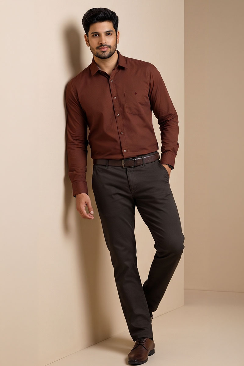 Men’s Rich Solid Formal Shirt-Rust
