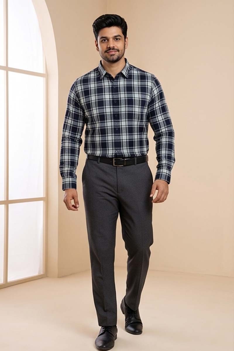 Premium Pastel Green Checked Shirt - P-Green - 3