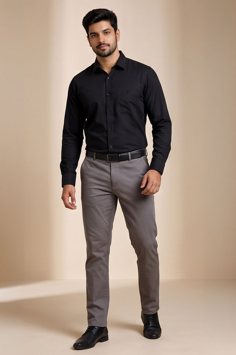Classic Black Formal Shirt -Black - 4