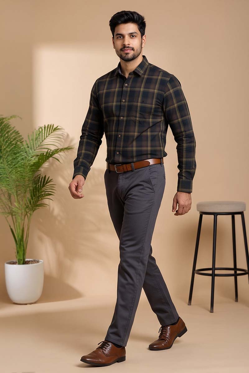 Mocha Check Shirt -Brown - 3