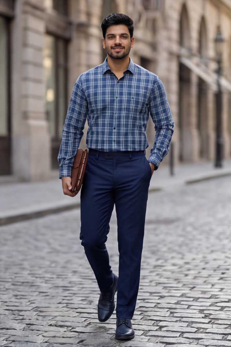 Signature Check Formal Shirt - BLUE