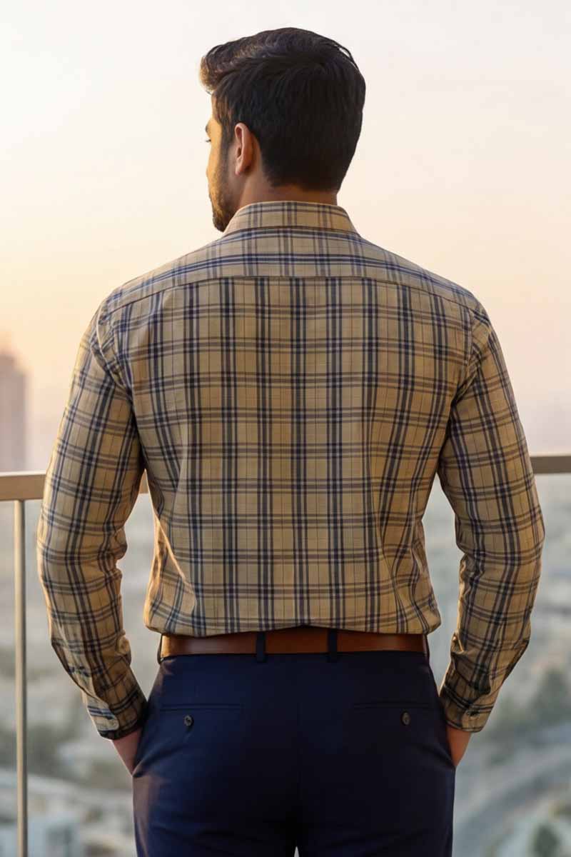 Essential Check Formal Shirt – Khaki - 7