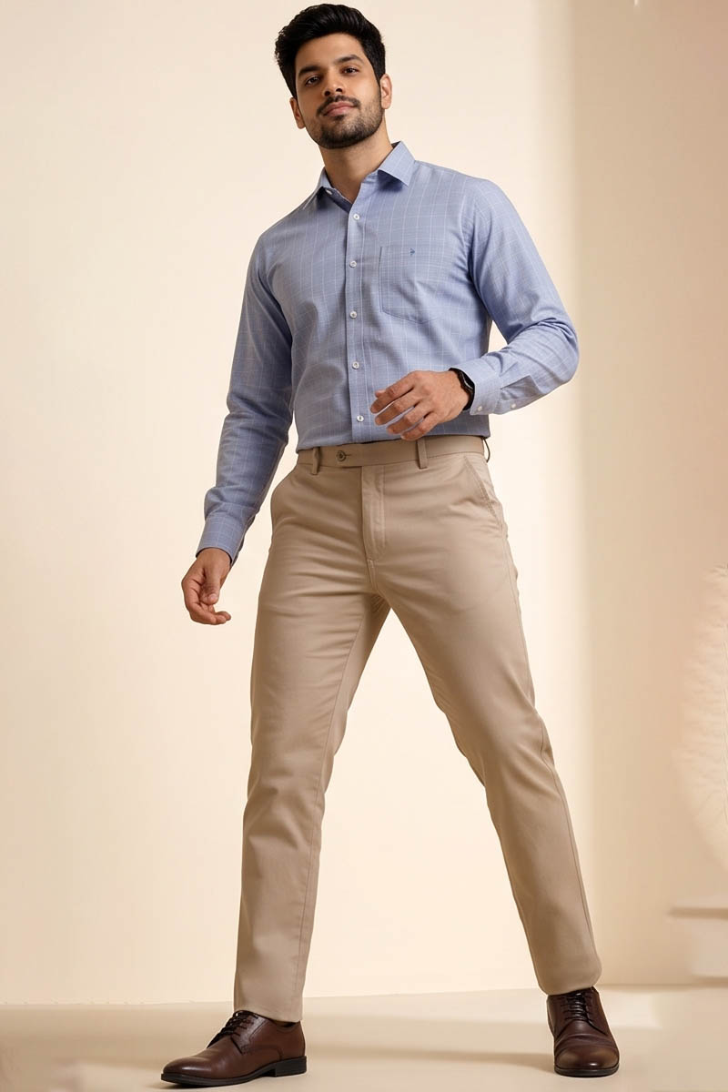 Classic Check Formal Shirt - Light Blue - 4