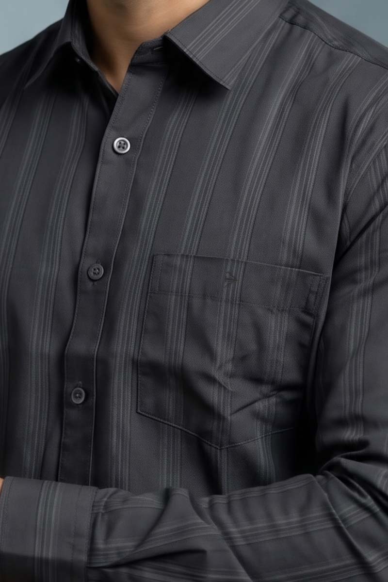 Urban Charcoal Stripe Shirt - D-Grey - 5