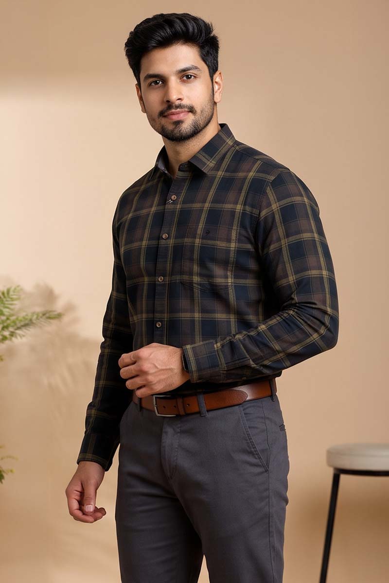 Mocha Check Shirt -Brown - 2