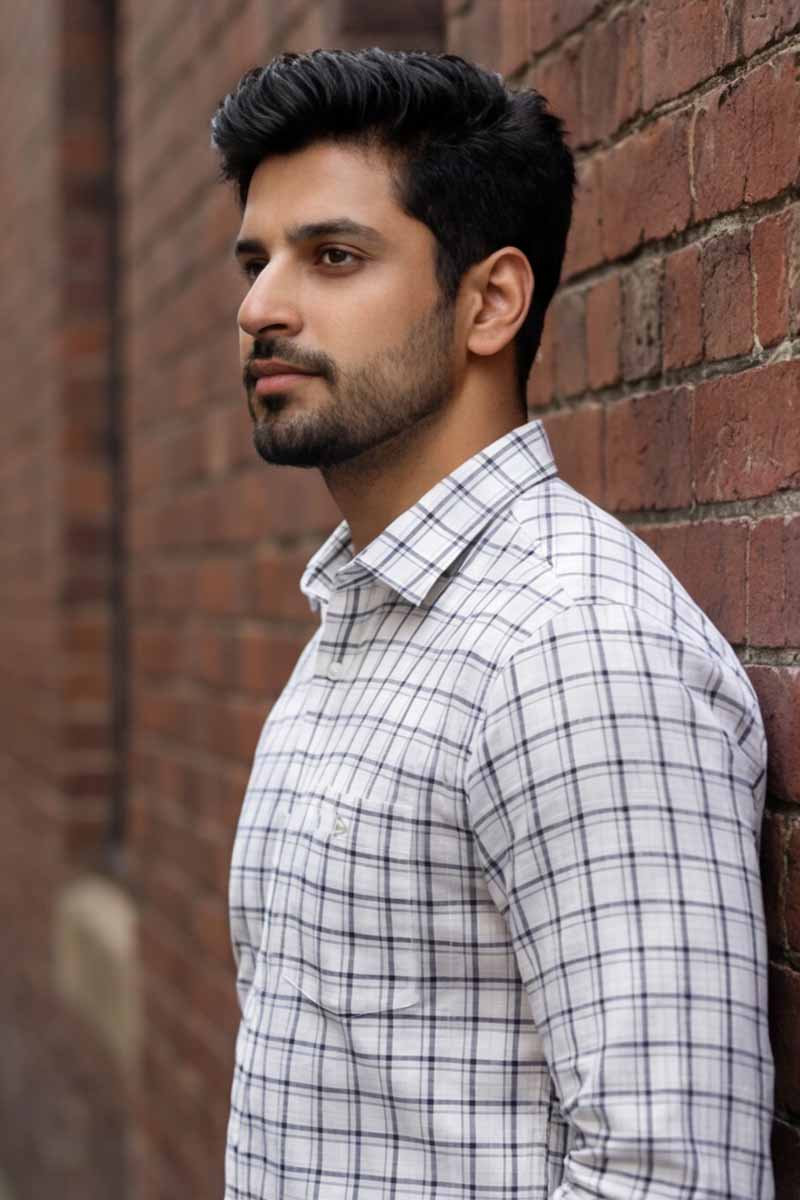 Grey Checks Bamboo Cotton Shirt (Smart Fit - Full Sleeves)_RABBC-723 - 3