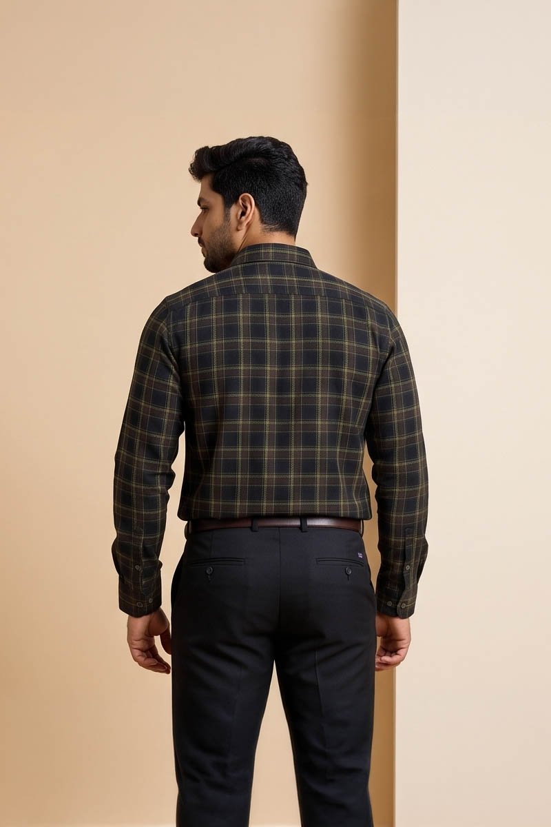 Classic Black Check Shirt- Black - 6