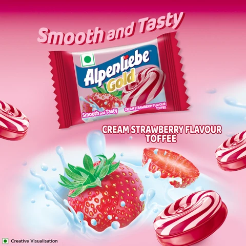Alpenliebe Gold Cream Strawberry Toffee