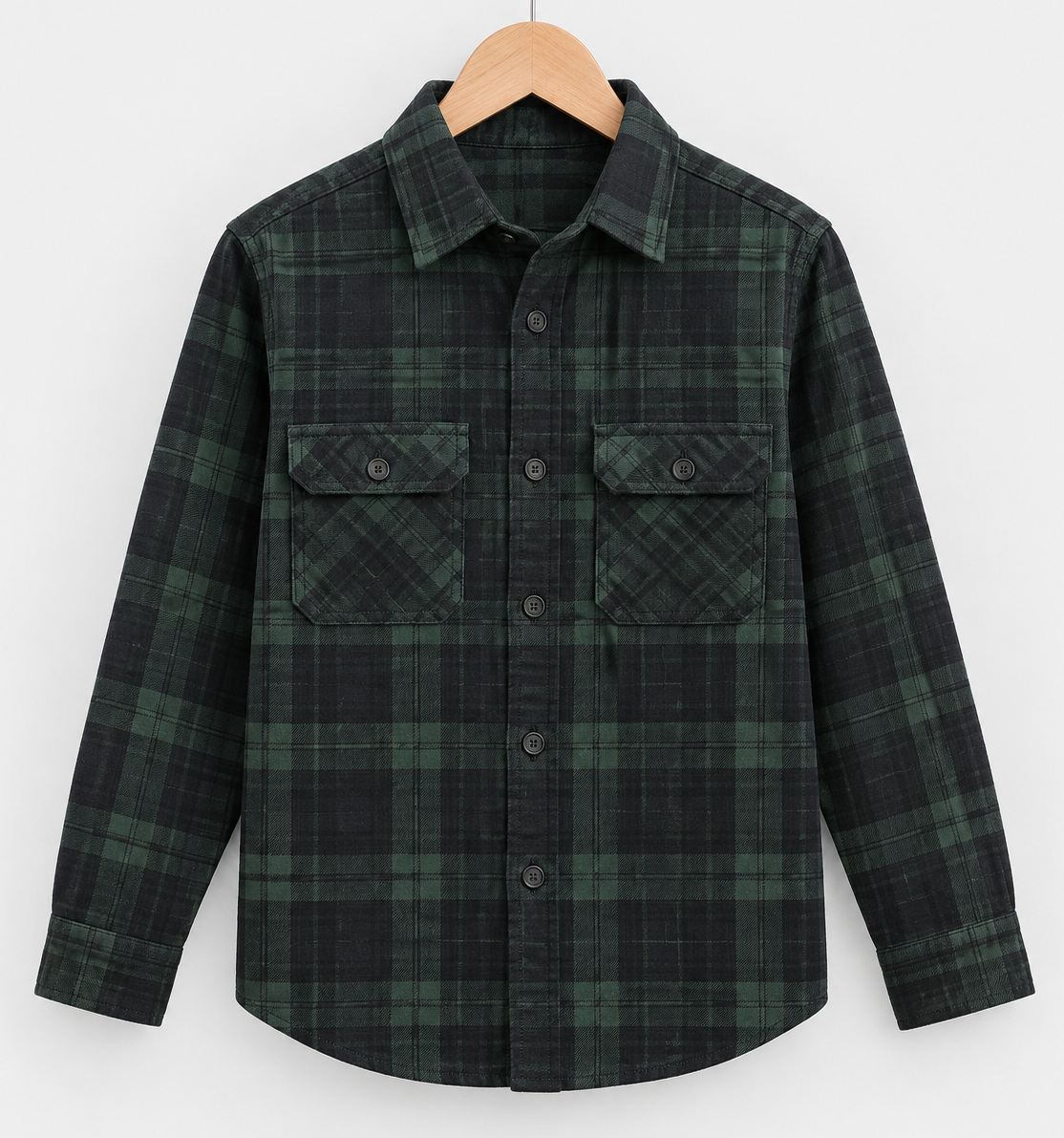 Boys Full Sleeve Green Check Shirt