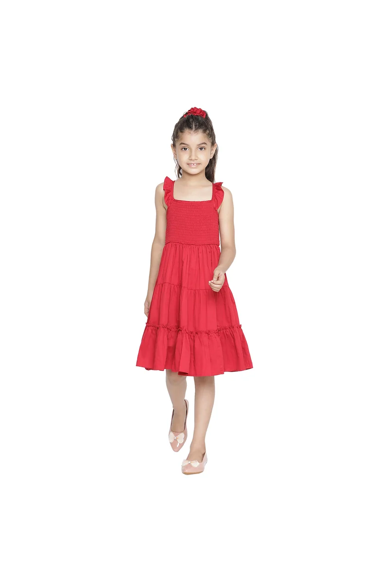 Spyby Girls Red Color Dress
