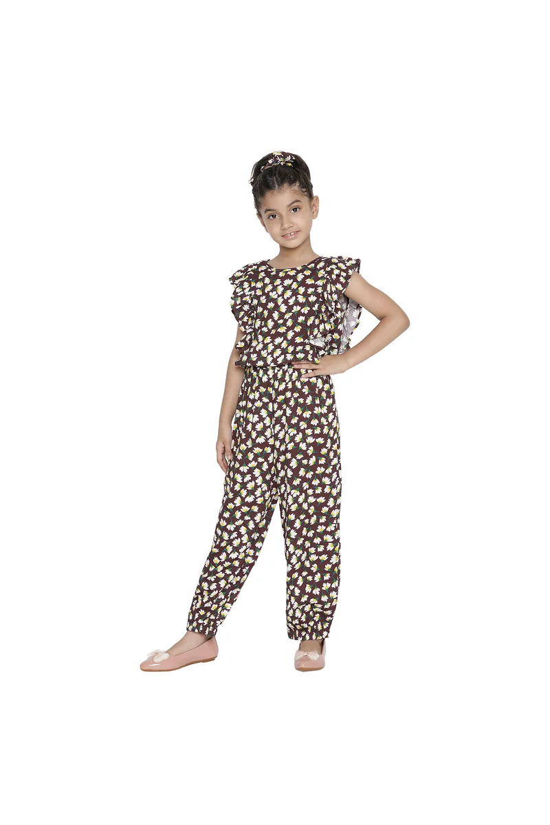Spyby Girls Brown Color Jumpsuit - 3