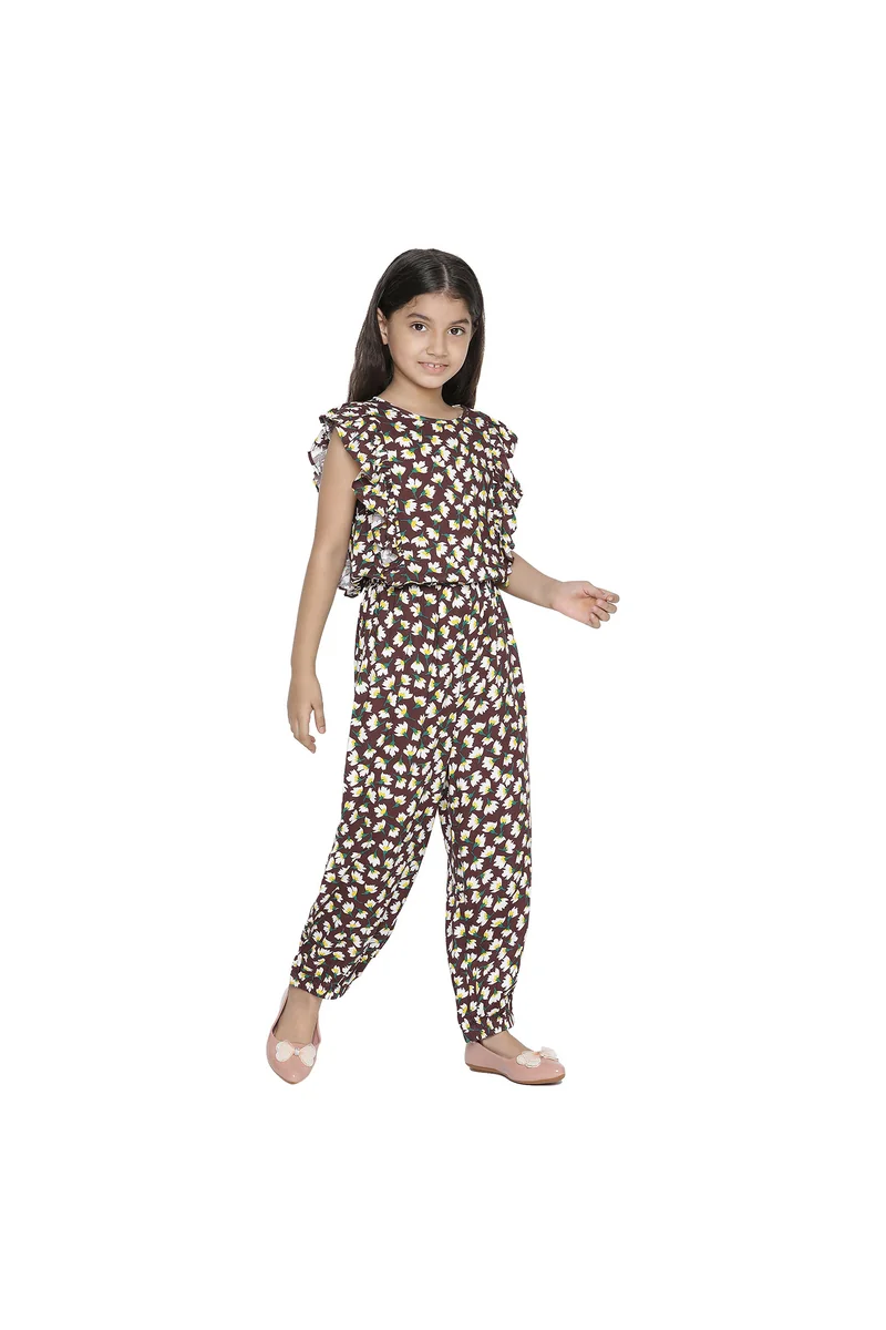Spyby Girls Brown Color Jumpsuit - 5