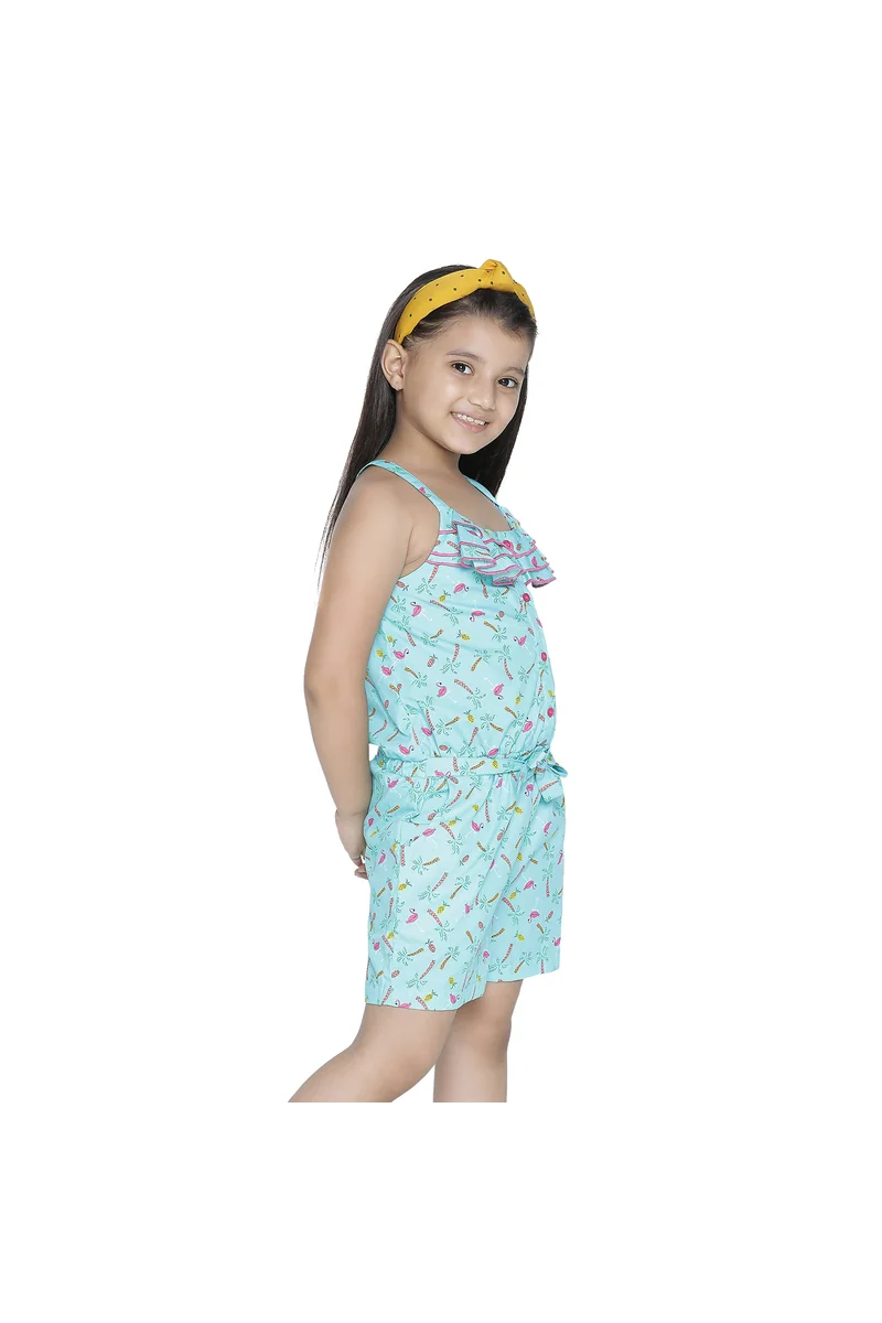 Spyby Girls Sky Blue Print Color Jumpsuit - 5