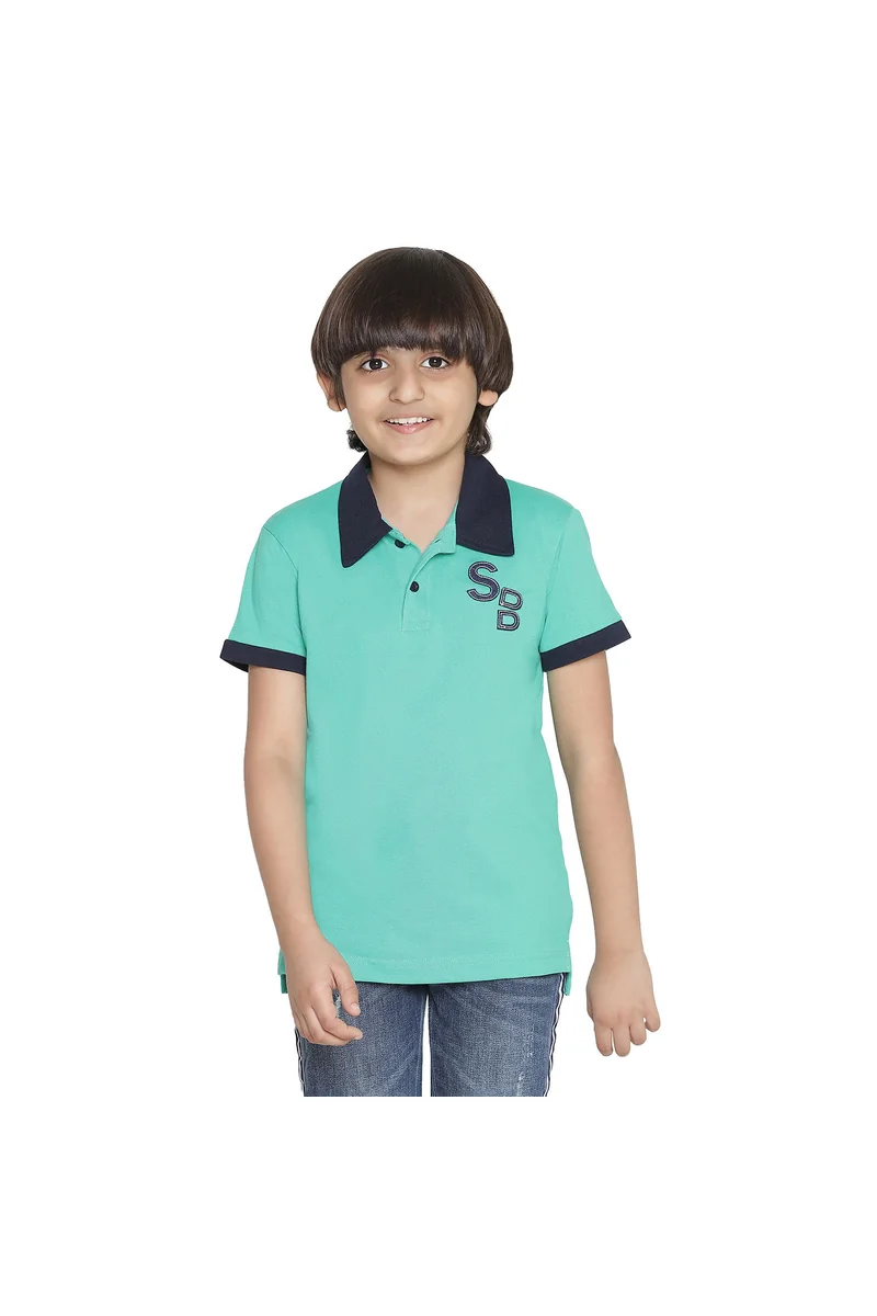 Spyby Boys Mint Green Color Polo T-Shirt