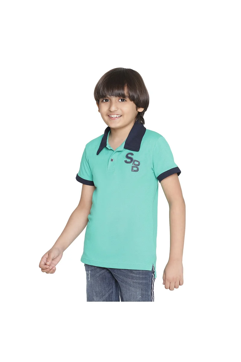 Spyby Boys Mint Green Color Polo T-Shirt - 2