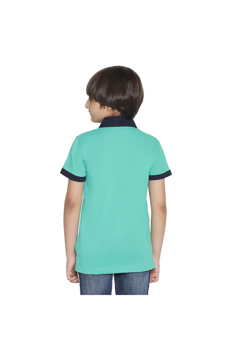 Spyby Boys Mint Green Color Polo T-Shirt - 3