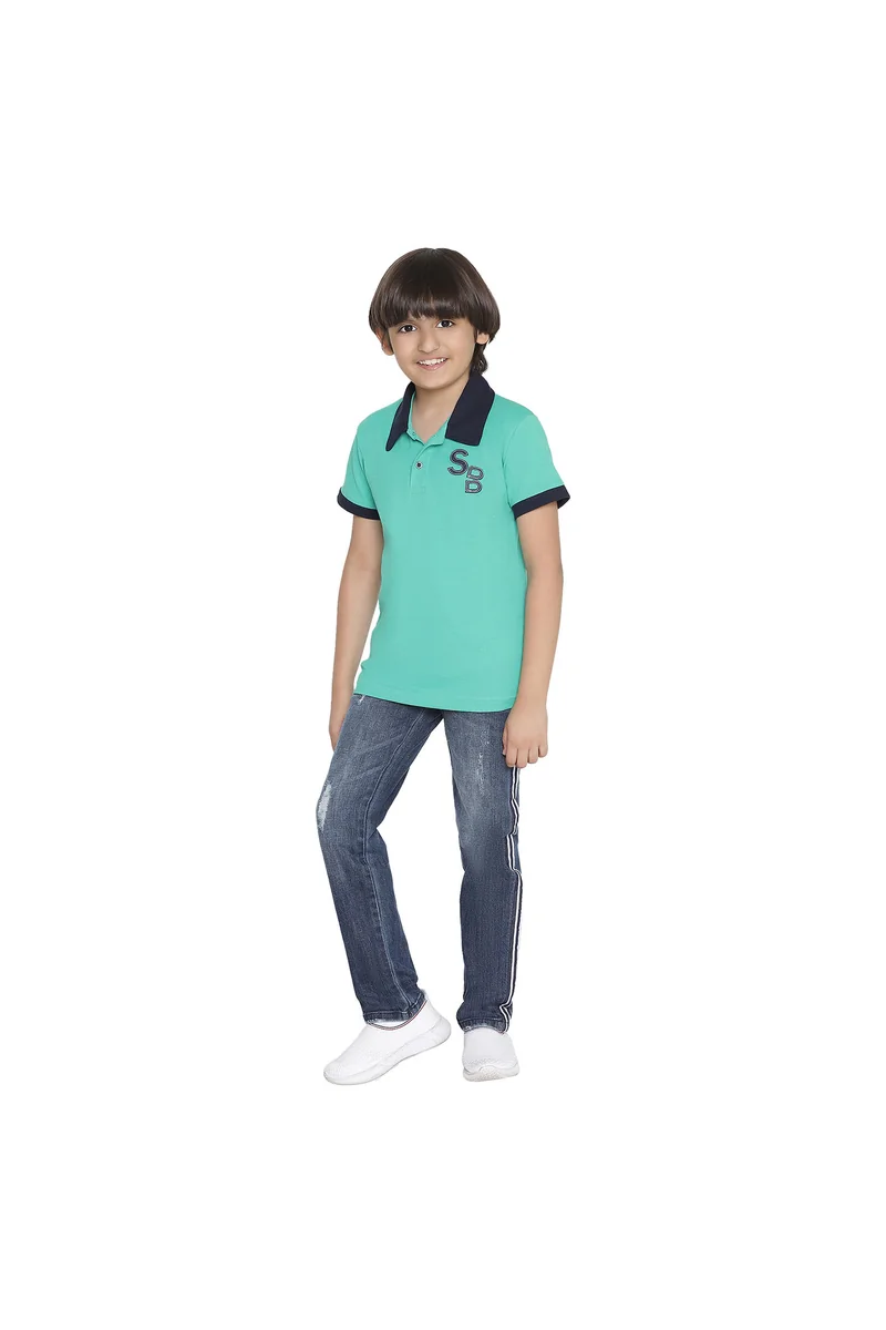 Spyby Boys Mint Green Color Polo T-Shirt - 4