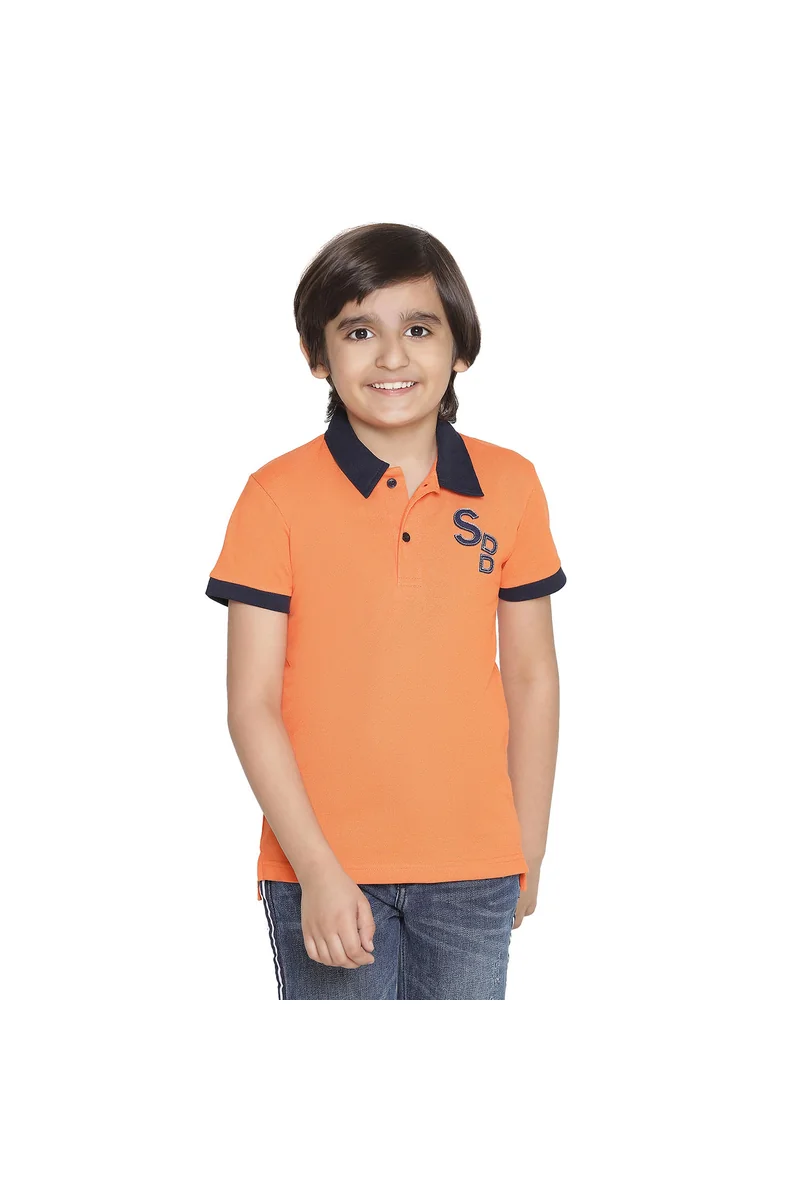 Spyby Boys Orange Color Polo T-Shirt