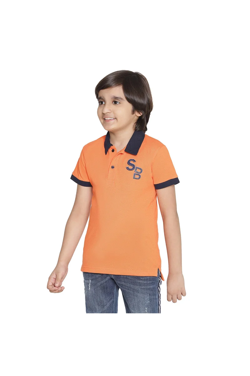 Spyby Boys Orange Color Polo T-Shirt - 2
