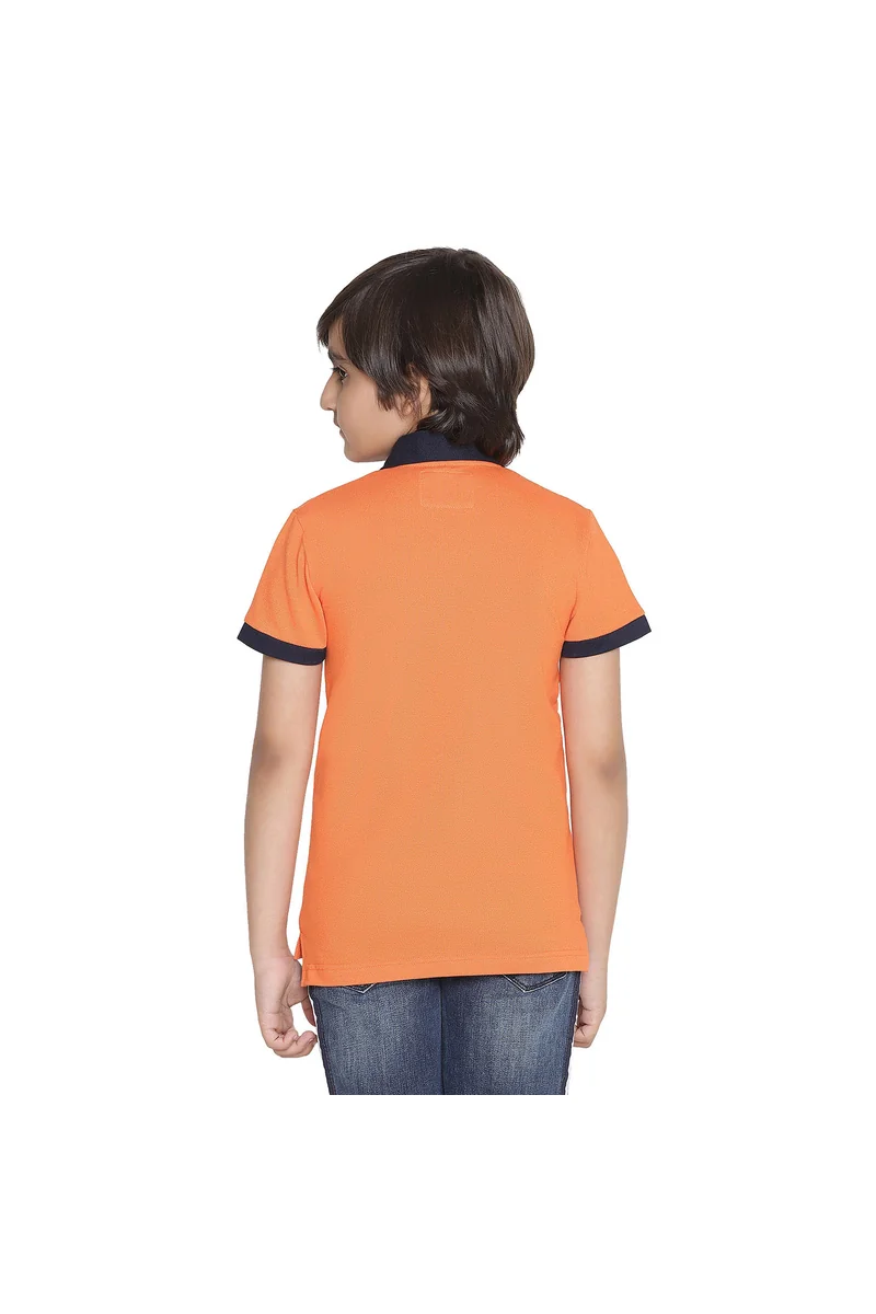 Spyby Boys Orange Color Polo T-Shirt - 3