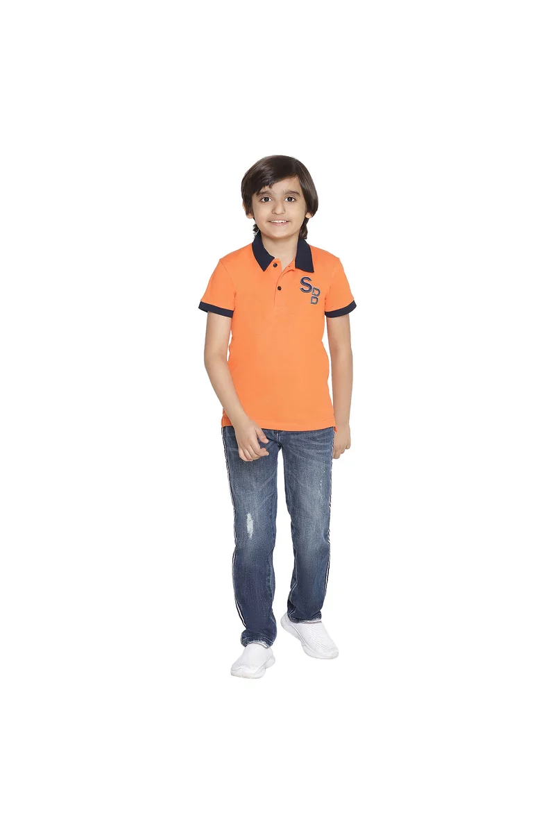 Spyby Boys Orange Color Polo T-Shirt - 4