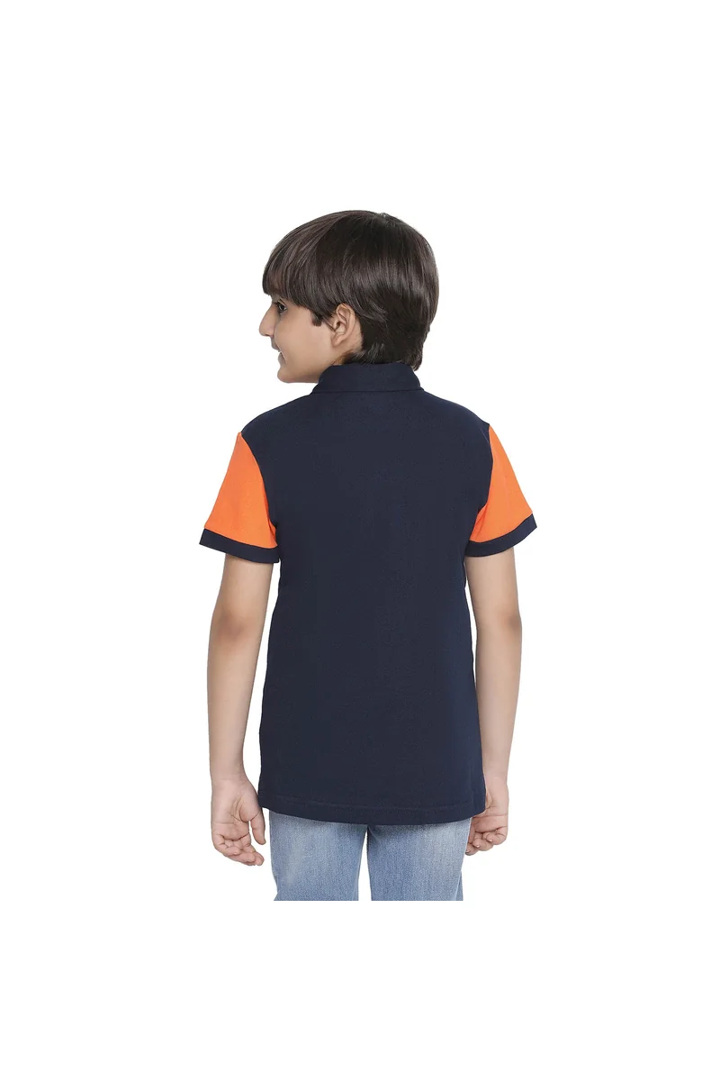 Spyby Boys Orange & Navy Color T-Shirt - 3