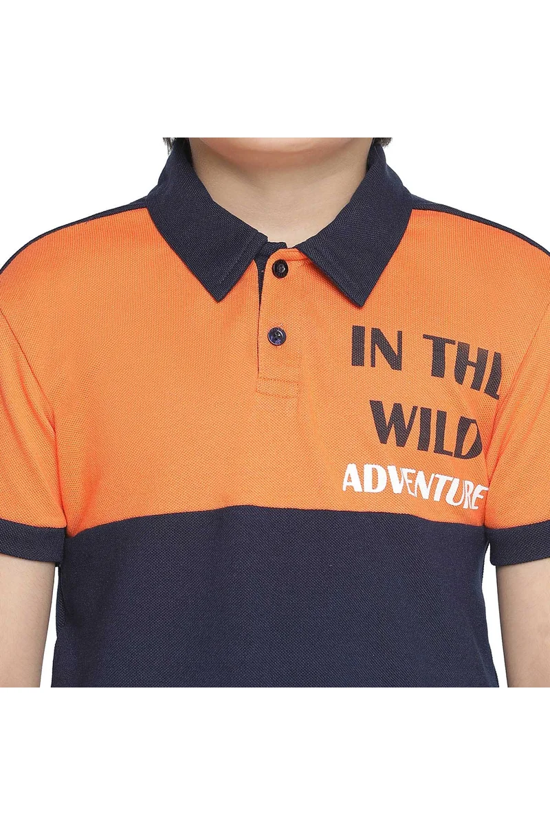 Spyby Boys Orange & Navy Color T-Shirt - 5