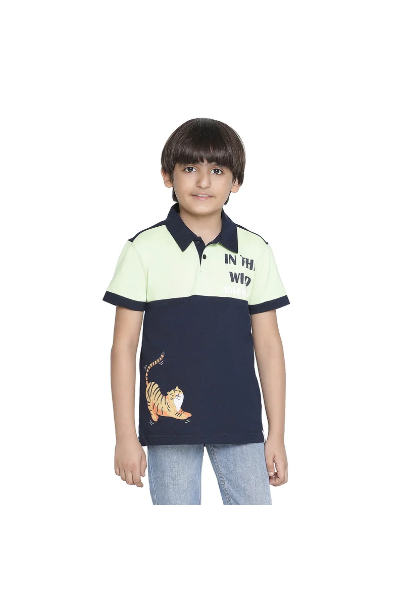 Spyby Boys Olive & Navy Color T-Shirt