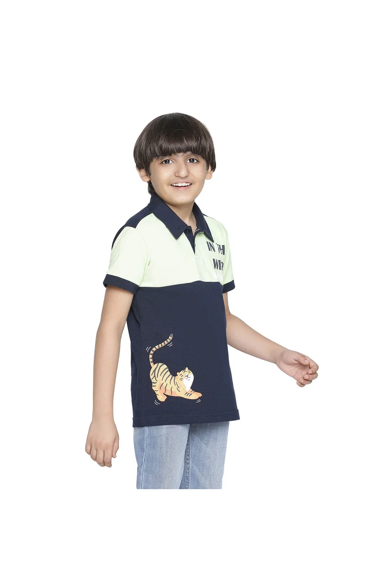 Spyby Boys Olive & Navy Color T-Shirt - 2