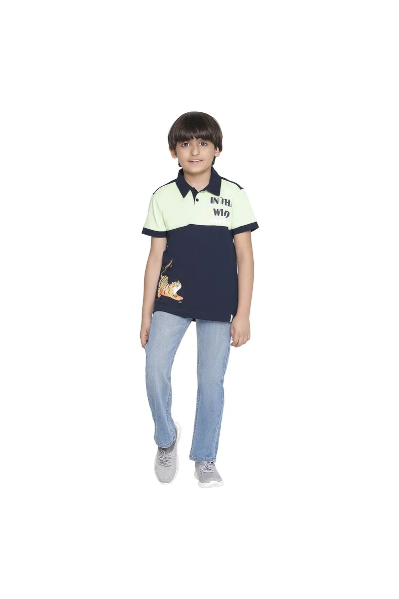 Spyby Boys Olive & Navy Color T-Shirt - 4