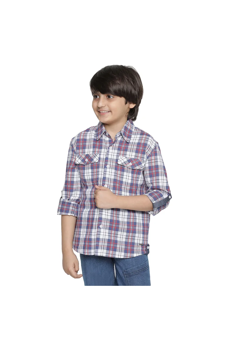 Spyby Boys Blue Check Print Shirt