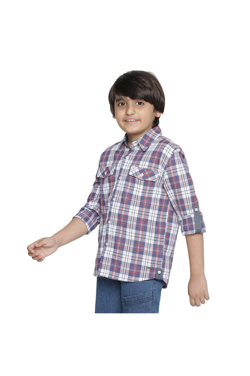 Spyby Boys Blue Check Print Shirt - 2