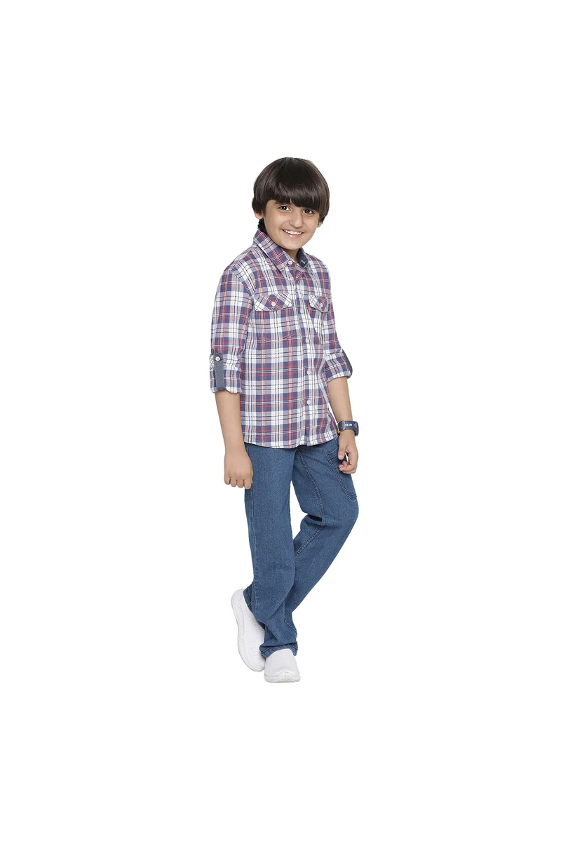 Spyby Boys Blue Check Print Shirt - 4