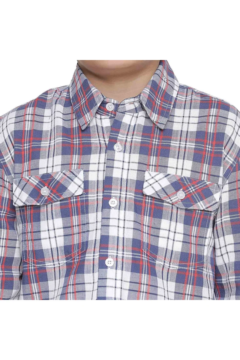 Spyby Boys Blue Check Print Shirt - 5