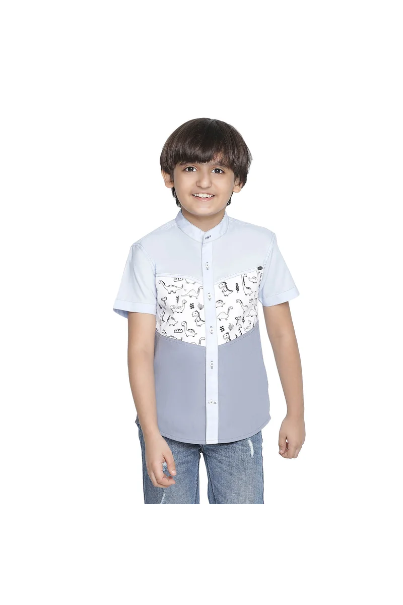 Spyby Boys White & Grey Color Shirt