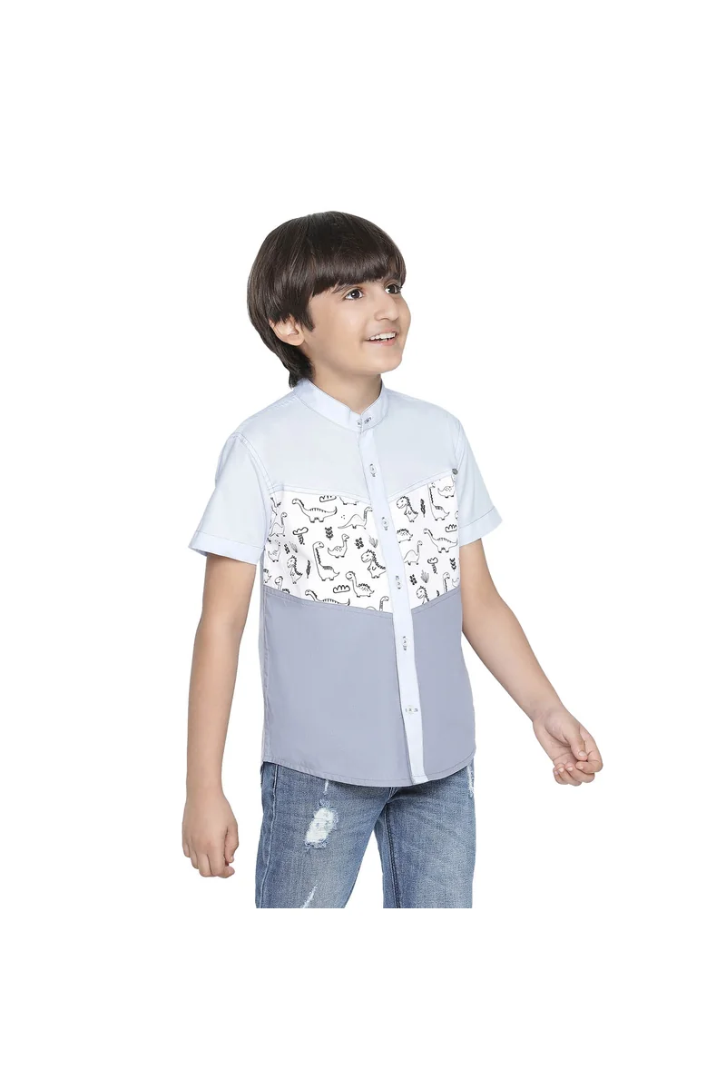 Spyby Boys White & Grey Color Shirt - 2