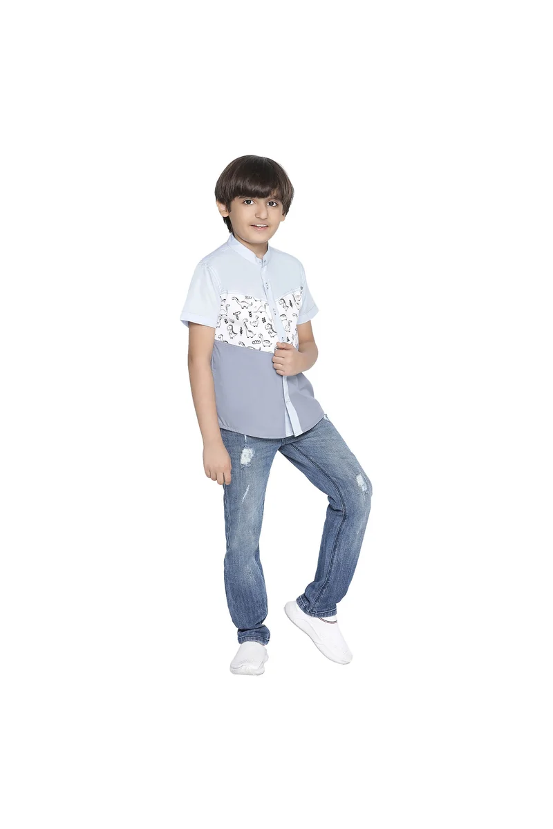Spyby Boys White & Grey Color Shirt - 4