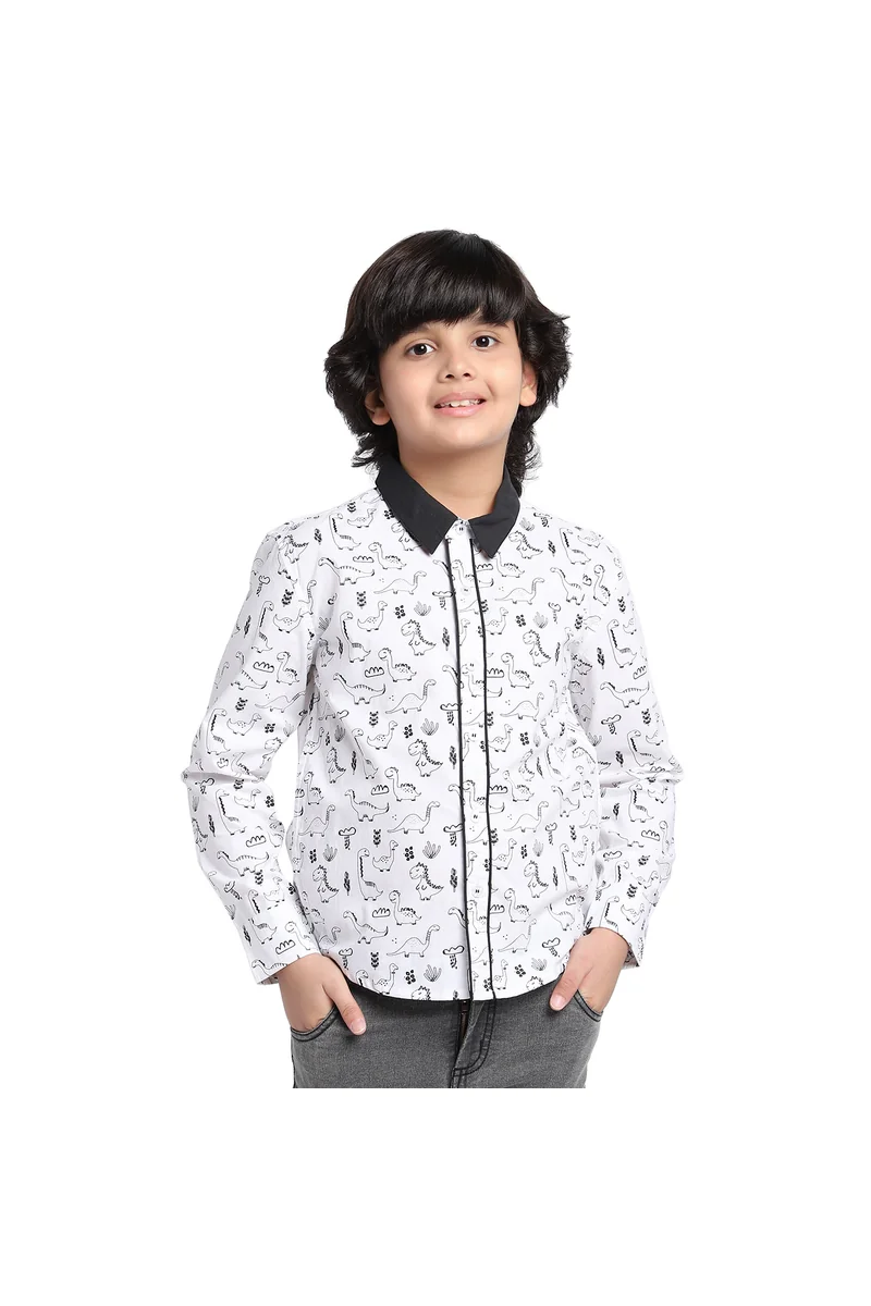 Spyby Boys White & Black Color Shirt