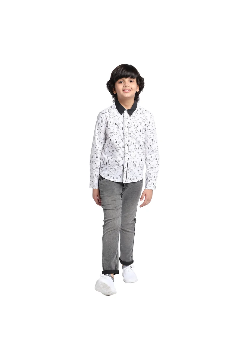 Spyby Boys White & Black Color Shirt - 2
