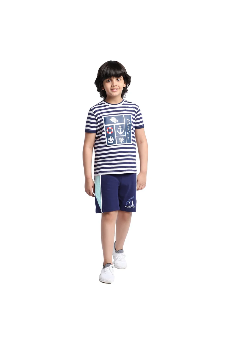 Spyby Boys Navy Blue Color Clothing Set