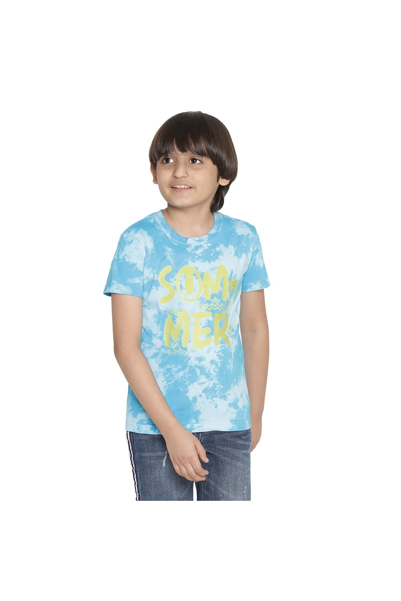 Spyby Boys Sky Blue Tie Dye Color T-Shirt