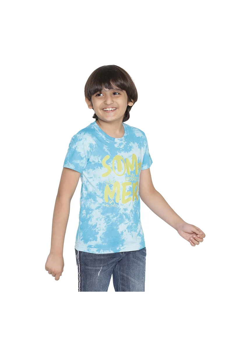 Spyby Boys Sky Blue Tie Dye Color T-Shirt - 2