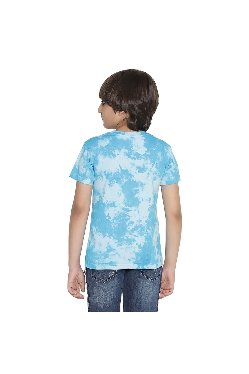 Spyby Boys Sky Blue Tie Dye Color T-Shirt - 3
