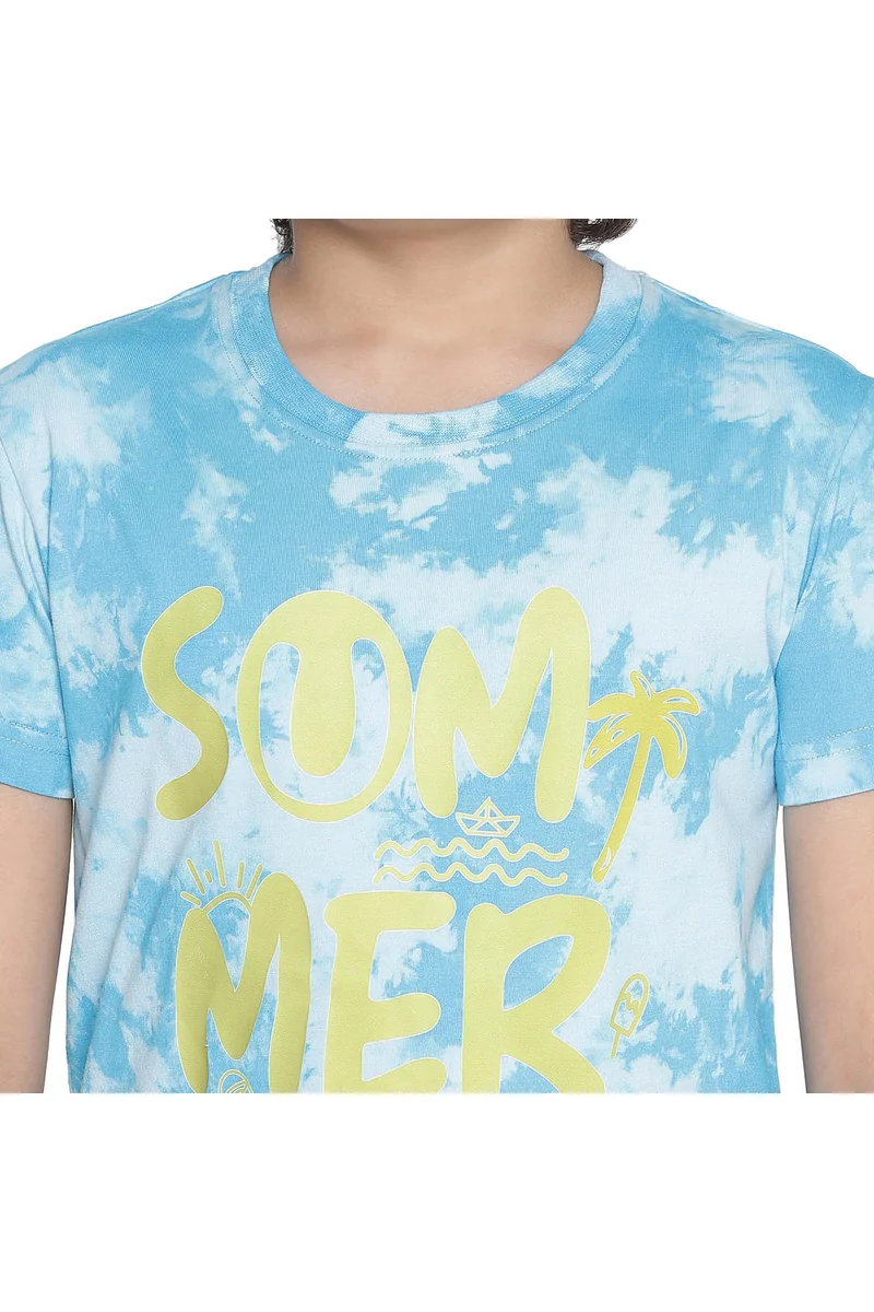 Spyby Boys Sky Blue Tie Dye Color T-Shirt - 5