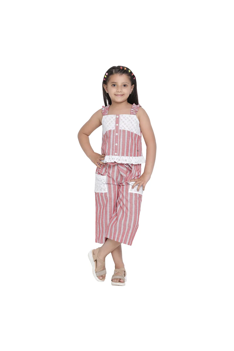 Spyby Girls Red & White Color Clothing Set