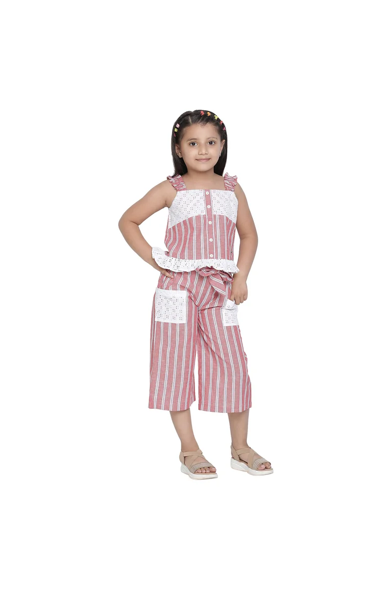 Spyby Girls Red & White Color Clothing Set - 2